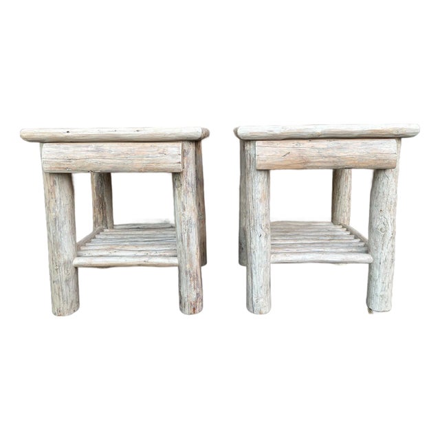 Pair of Handmade Rustic Nightstands For Sale