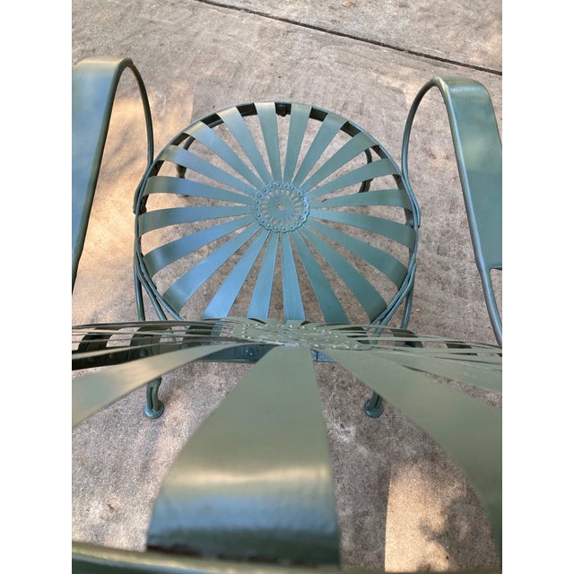 recently sandblasted, primed and painted…. circa 1940. spring steel seats with iron frame. can work indoors or outside. no...