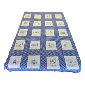 Hand-Embroidered 1950s Patriotic Quilt