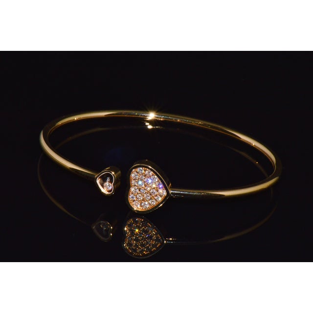 Late 20th Century Late 20th Century Authentic Chopard Happy Hearts 0.45ct Diamond Open Bangle Bracelet in 18k Rose Gold For Sale - Image 5 of 18