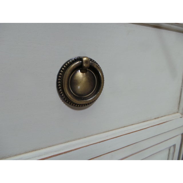 This is a Swedish Gustavian Style 3 Drawer Chest Of Drawers. its just been restored and repainted with Milk Paints "Oyster...