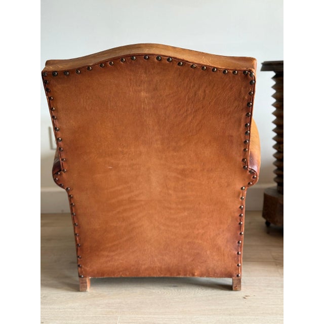 Vintage Pair of French Leather Moustache Chairs For Sale - Image 9 of 18