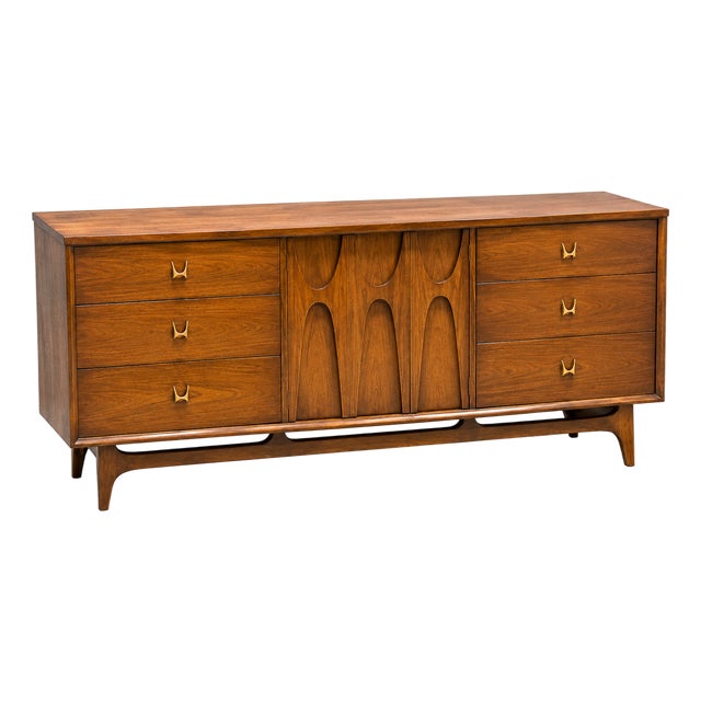 Broyhill Brasilia Triple Dresser / Lowboy Dresser. Vintage Mid-Century Modern, Attributed. For Sale