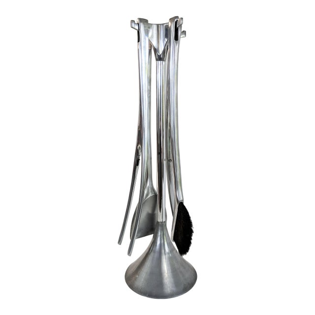 Italian Umbra “Fuego” Cast Aluminum Fireplace Tool Set, 1980s For Sale
