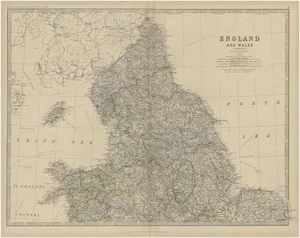 Antique Map of Northern England and Wales by Johnston, 1882