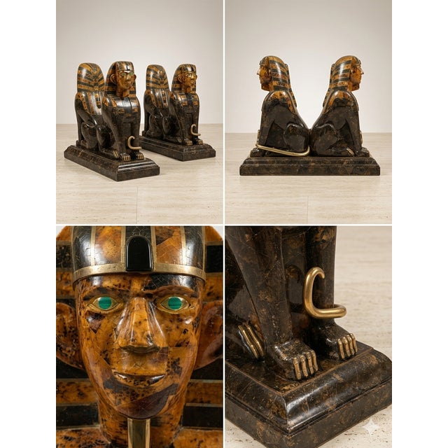Maitland - Smith "Pair of Maitland-Smith Egyptian Revival Sphinx Table Bases" For Sale - Image 4 of 7