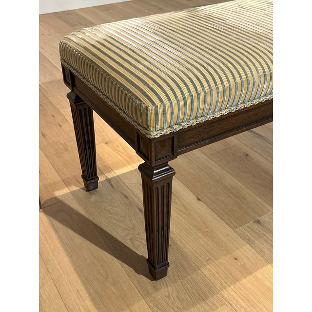 Vintage William Switzer Fine Upholstery in Nobilis Blue Velvet Stripe Fabric