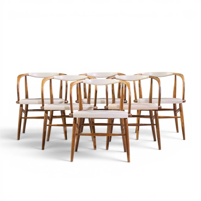 Jack Cartwright for Boling Chair Company Mid Century Walnut Dining Chairs - Set of 6 Each chair measures: 21.75 wide x 21...