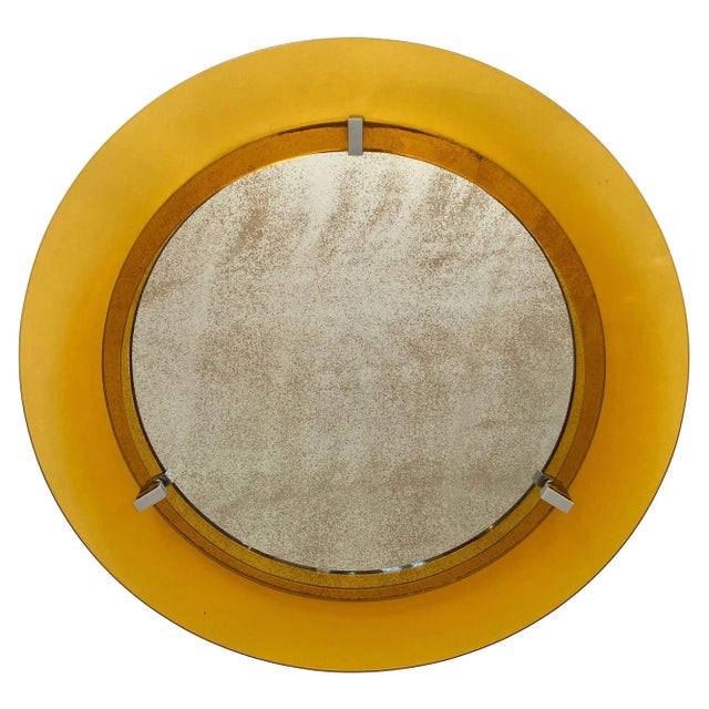 Yellow Convex Glass & Chrome Wall Mirror from Veca, Italy, 1960s For Sale - Image 9 of 9