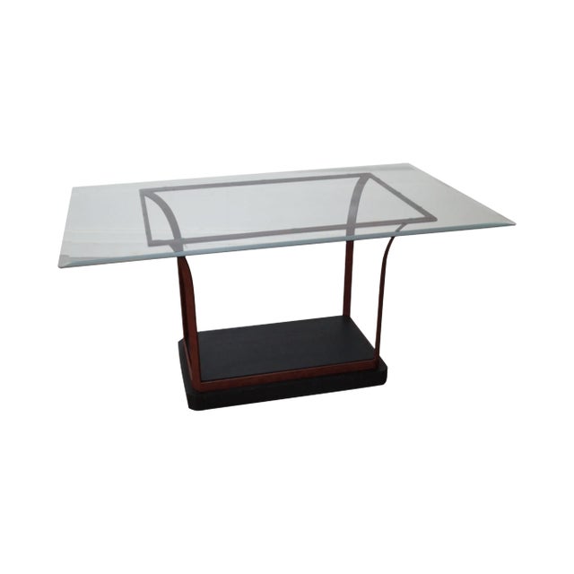 Design Institute of America Iron Base Glass Top Dining Table For Sale