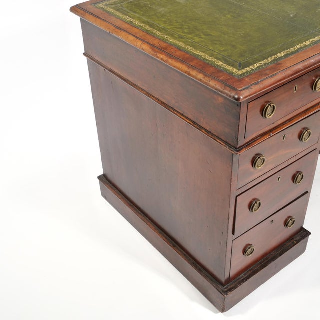 19th Century Antique English Mahogany Pedestal Kneehole Partner Desks For Sale - Image 5 of 11