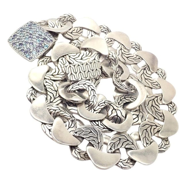 John Hardy Silver Blue Topaz Iolite Kali Lava Large Necklace For Sale - Image 9 of 9