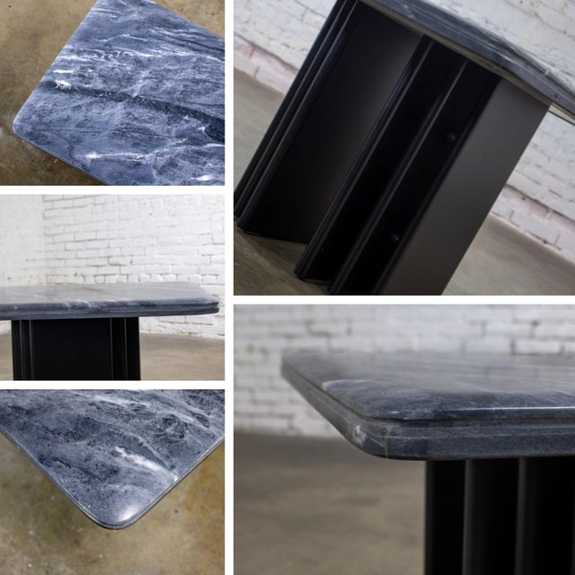 Late 20th Century Scandinavian Post Modern End or Side Table Marble Square Top by Bendixen Designs Made in Denmark For Sale - Image 16 of 18