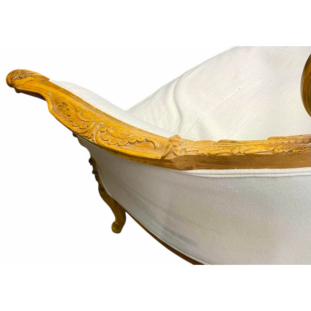 19th Century Louis XV-Style French Provincial Intricate Hand Carved Frame With Off White Upholstery For Sale - Image 12 of 12