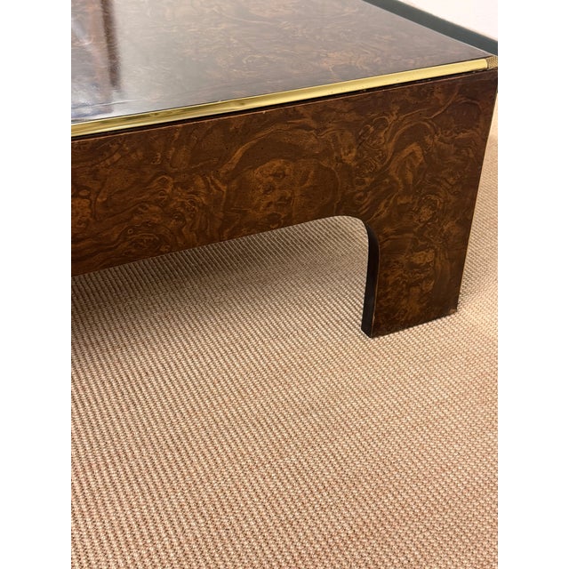 1980s Lacuqered Faux Swirl Walnut Coffee Table For Sale - Image 11 of 12
