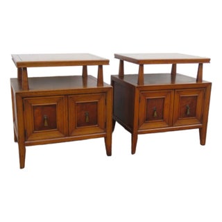 Fancher Furniture Mid 20th Century Nightstands Side End Bedside Tables a Pair, Attributed For Sale