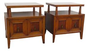 Fancher Furniture Mid 20th Century Nightstands Side End Bedside Tables a Pair, Attributed