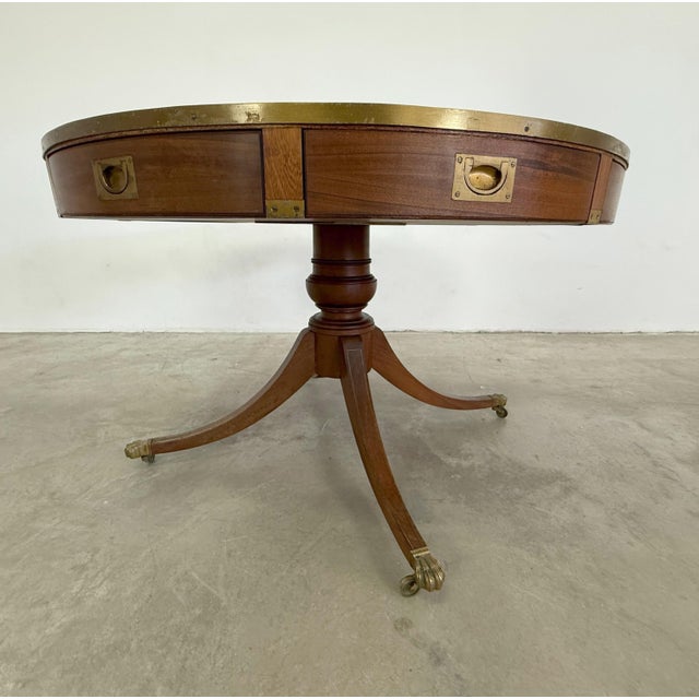 Late 19th Century 19c Mahogany Leather Top Drum Table For Sale - Image 5 of 12