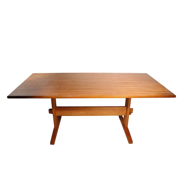 Mid Century Scandinavian Trestle Base Dining Table For Sale - Image 10 of 13