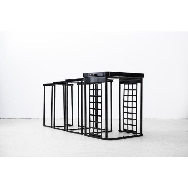Art Nouveau Nesting Table Set after 1905 Design by Prof. Josef Hoffmann, Vienna, c.1980, Set of 4 For Sale - Image 13 of 18