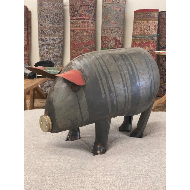 Vintage French Tole Pig Crafted W Old Metal Elements For Sale - Image 11 of 13