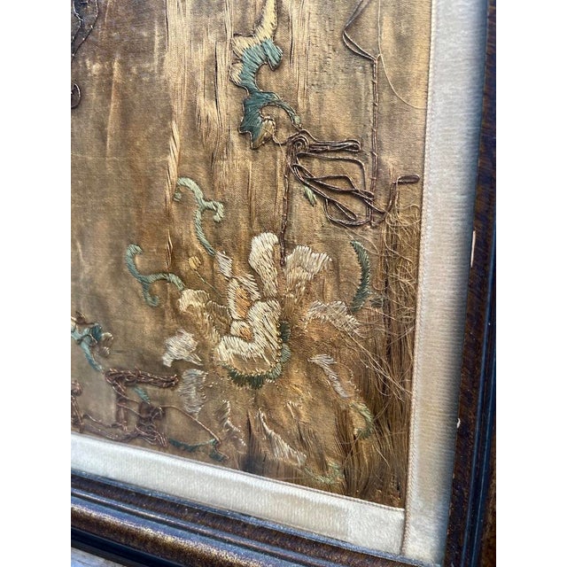 Textile Antique Chinese Silk Embroidery Panels Framed For Sale - Image 7 of 14