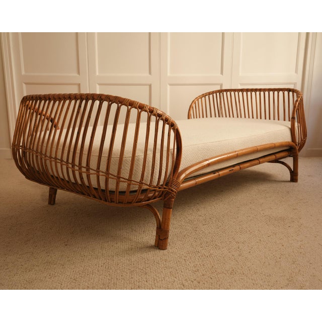 Italian Daybed in Bamboo and Wicker, 1960s For Sale - Image 9 of 10