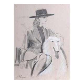 My Best Friend, Erik Freyman Pencil With Pastel on Paper, Signed For Sale