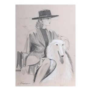 My Best Friend, Erik Freyman Pencil With Pastel on Paper, Signed