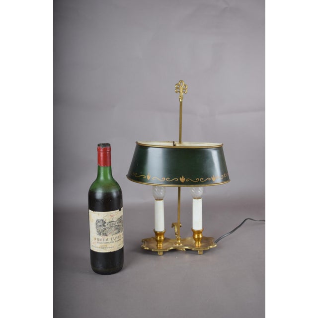 Brass Bouillotte Table Lamp with Green Tole Shade, 1950s For Sale - Image 16 of 18