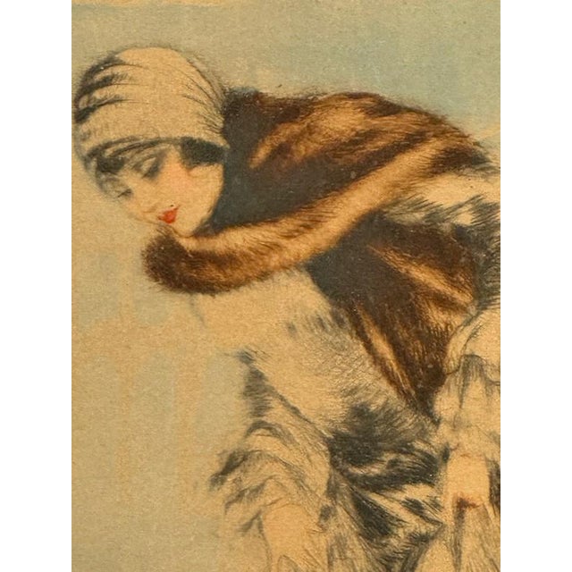 1920s Louis Icart c.1920 Signed Parisian Art Deco Etching Print W Aquatint, "Place Vendôme", #302/500 W Blind Stamp, All Original For Sale - Image 5 of 9