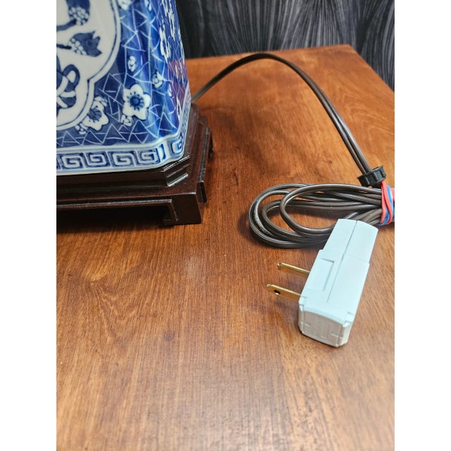 Late 20th Century Late 20th Century Asian Blue and White Lamp For Sale - Image 5 of 9