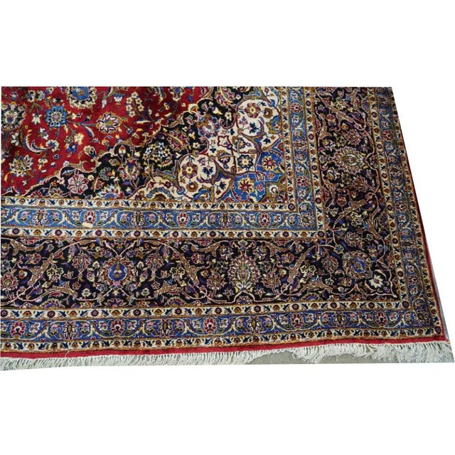 1960s Silk on Silk 10' X 14' Genuine Persian Kashan Rug For Sale - Image 5 of 10