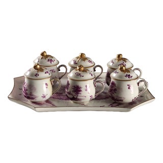 Tray and Six Porcelain Cups from Sèvres, Set of 7 For Sale