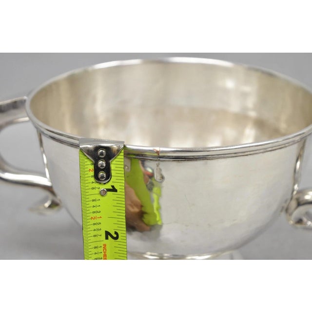 Antique Regency Silver Plated Thick Twin Handle Hand Hammered Trophy Cup Bowl For Sale - Image 11 of 16