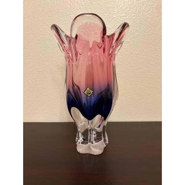 Chrisbska Joseph Hospodka Vintage Murano Style Hand Blown Glass Art Vase For Sale In Boise - Image 6 of 6