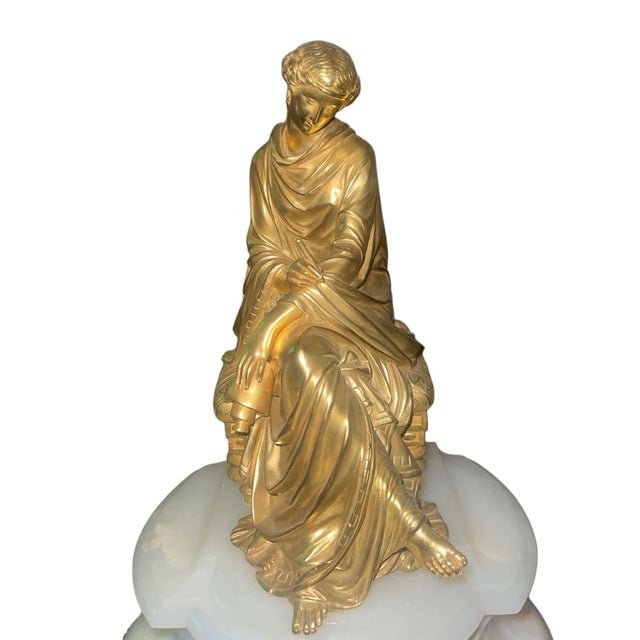 Early 20th Century Early 20th Century French Bronze & Onyx Clock Garniture, Allegory of the Arts. For Sale - Image 5 of 10