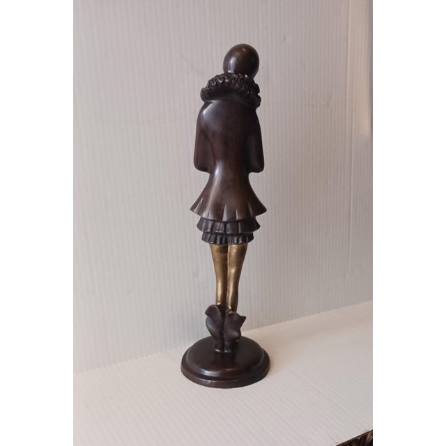 Art Deco Art Deco Haunting Bronze Statuette of Pierrette 17" Tall! For Sale - Image 3 of 4