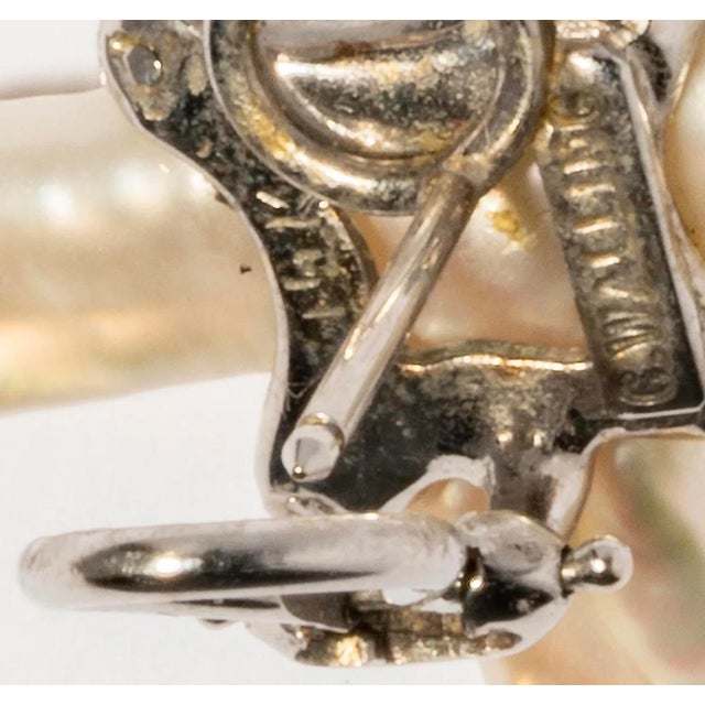 1990s Pair of 1990s Christopher Walling Pearl and Diamond Earrings For Sale - Image 5 of 6