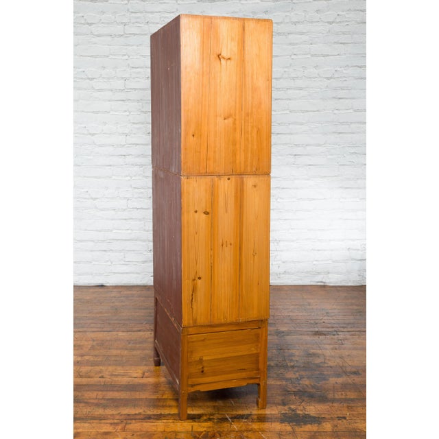19th Century Chinese Qing Dynasty Tall Wooden Chinoiserie Panel Cabinet For Sale - Image 9 of 13