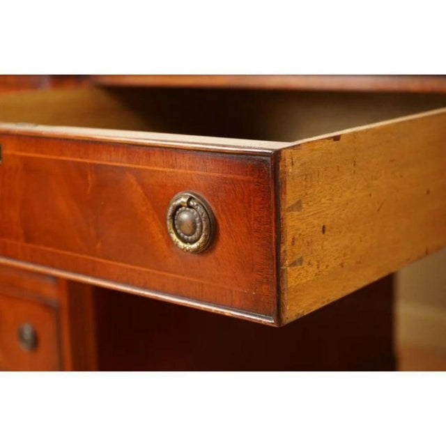 Twin Pedestal Desk with Green Leather Top by E. G. Hudson For Sale - Image 11 of 13