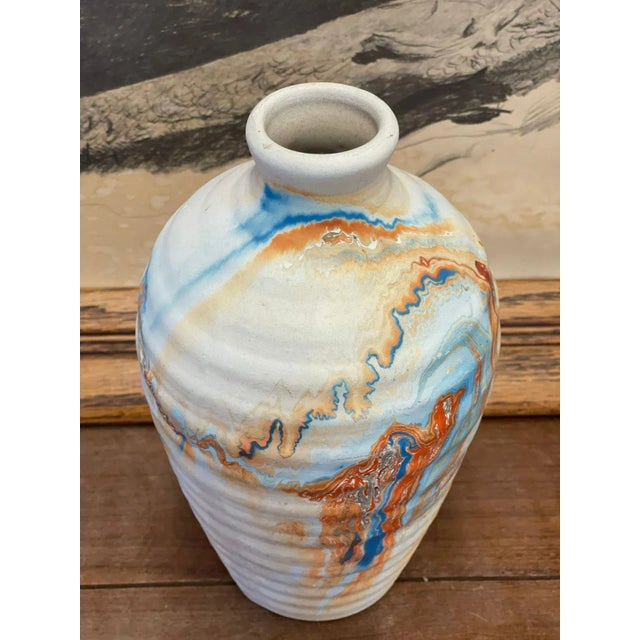 Vintage Handmade Nemadji Minnesota Multicolored Stamped Ceramic Vase For Sale In Seattle - Image 6 of 7
