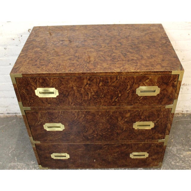 Mid 20th Century Set of Campaign Style Artisanal Three Drawer Dressers, Pair For Sale - Image 4 of 17