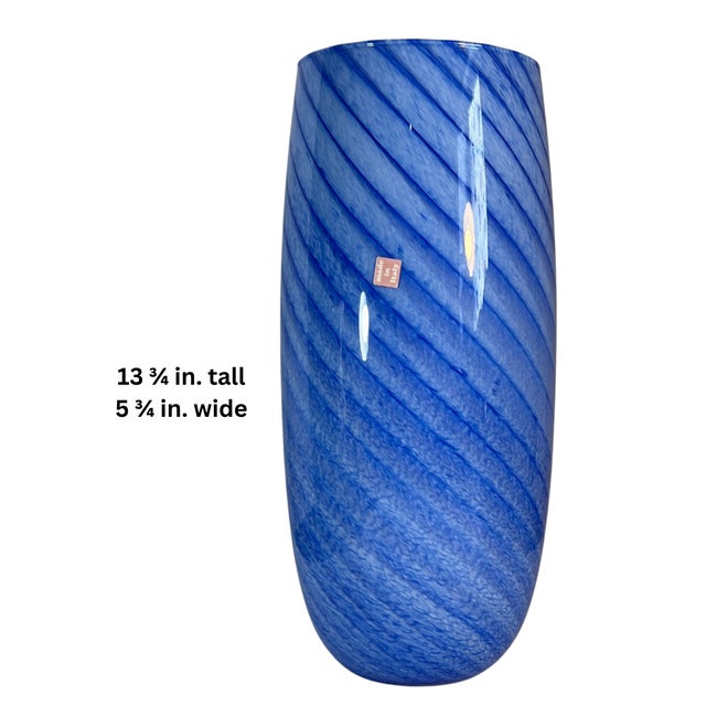 Murano Art GLass Blue Swirl Vase For Sale - Image 15 of 15