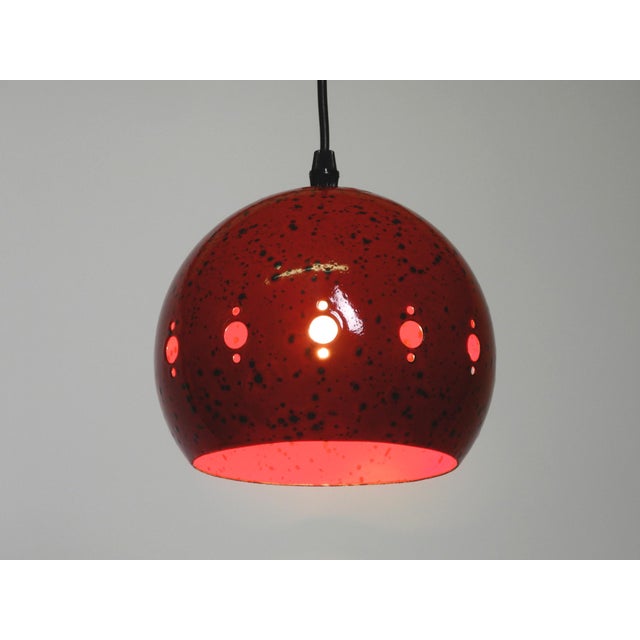 Small Mid-Century Modern Red and Black Enameled Pendant Lamp, 1960s For Sale - Image 17 of 18