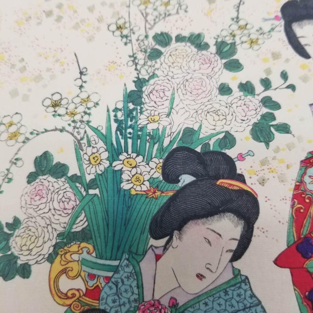 Late 20th Century Ukiyo-E Style Print Depicting a Woman in Kimono With Scroll and Tea Scene For Sale - Image 10 of 12