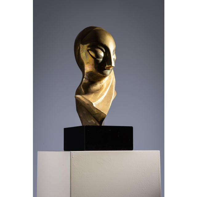 Modern After Brancusi, Modernist Bust, 1970s, Brass For Sale - Image 3 of 18