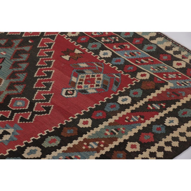 Tribal Vintage Persian Kilim, Red With Rich, Intricate Tribal Medallions - Rug & Kilim For Sale - Image 3 of 9