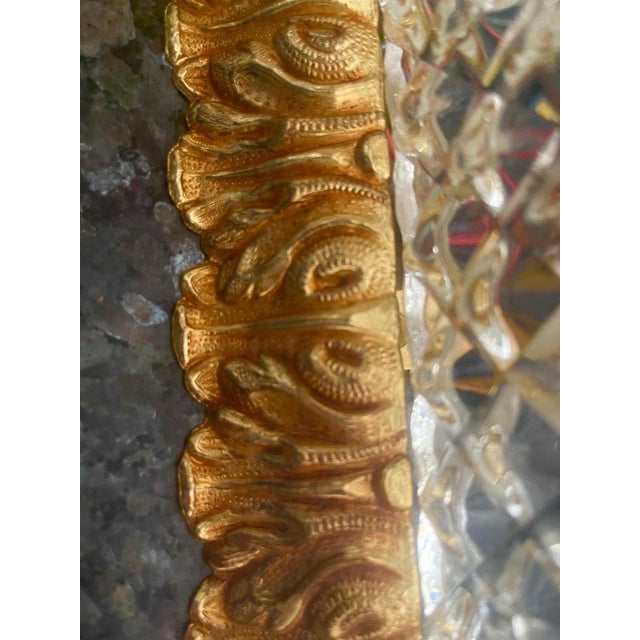 Hollywood Regency Diamond-Cut Crystal and Gilt Bronze Sconces from Glashütte Limburg, 1950, Set of 6 For Sale - Image 3 of 6