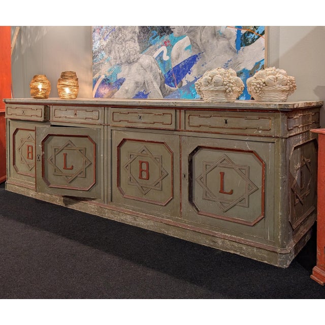 Lacquered Sideboard Counter with Alchemical and Pharmaceutical Symbol, Late 19th Century For Sale - Image 6 of 6